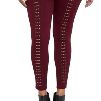 Torrid NWOT Size 1 (14/16) Burgundy Studded Silver Bronze Embellished Leggings