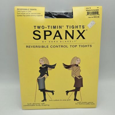 Spanx by Sara Blakely Two Timin Tights Black Brown Reversible Control Size B NWT