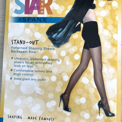 Spanx Star Power Stand-Out Lurex Backseam Shaping Sheers Black sz  C