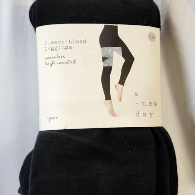 New A New Day Women's Black Fleece Lined Seamless High-Waisted Legging Size 2X