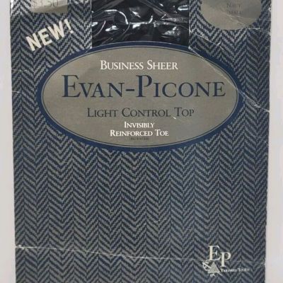 Evan-Picone Light Control Top Pantyhose Invisibly Reinforced Toe Size Small Navy