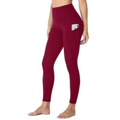 Leggings with Pockets for Women(Reg & Plus Size) - High Waist XX-Large Wine