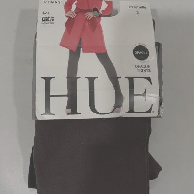 Women's HUE 2-Pack Opaque Tights Brown/Black Size 2   5791