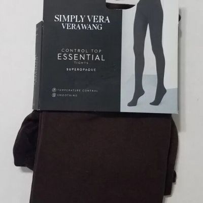 Simply Vera Wang Super Opaque Control Top Essential Tights Hose sz 1 Brown NEW