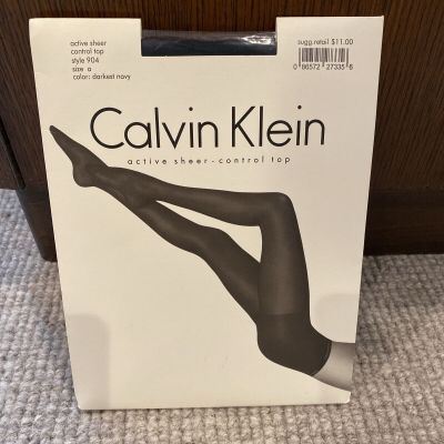 Calvin Klein Pantyhose Active Sheer Control Style 904 Size A Darkest Navy VTG