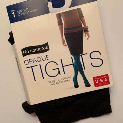 No Nonsense Opaque Sheer to Waist Tights Black Sz Small NWT