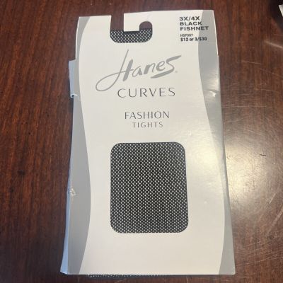 Hanes Curves Fishnet Womens Fashion Tights, Size 3X/4X, BLACK FISHNET - (HSP007)