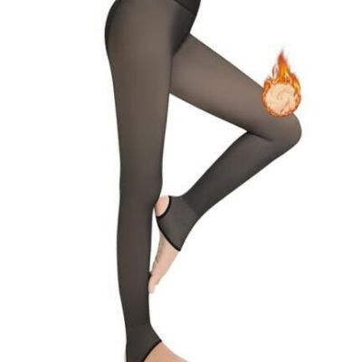 Fleece Lined Warm Tights Women, Winter X-Small 220g Thin Fleece Stirrup Black