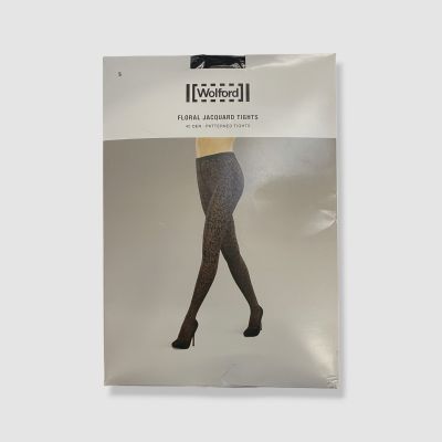 Wolford Women's Black Floral Jacquard Tights Size Small