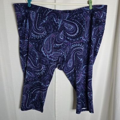 Catherines Blue & Black Paisley Leggings Women's Size 4X