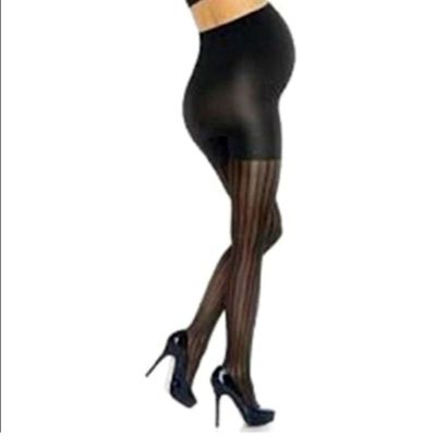 Spanx Assets Marvelous Mama Tights Maternity hosiery Opaque Stripe Black size 1