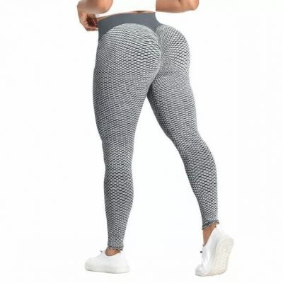 Women's High Waist Butt Lifting Leggings TIK Tok Texture Workout Yoga Pants Sz M