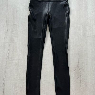 Spanx Solid Black Faux Leather Women's Leggings Size Small Black