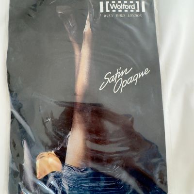 WOLFORD Satin Opaque Tights Pantyhose Medium Color: Admiral Rare 11277 -15