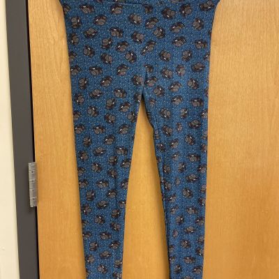 lularoe leggings women's one size blue with camera pattern