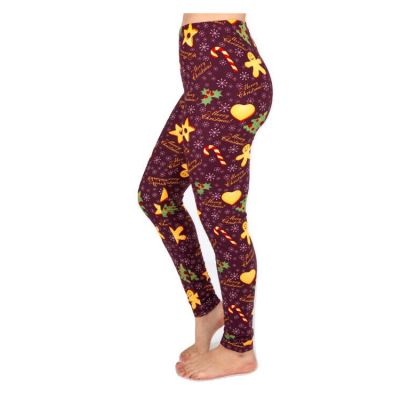 Christmas Print Peach Skin Women's Full Length Patterned Fashion Leggings