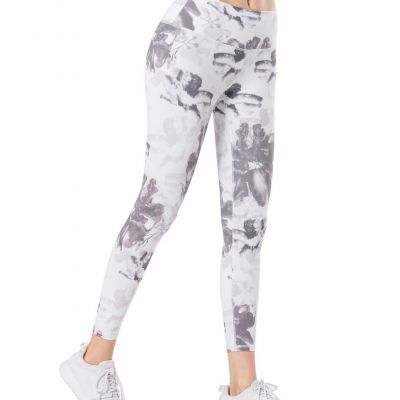 Yvette Women's Printed Light Support Leggings, White/Grey, Size S 6