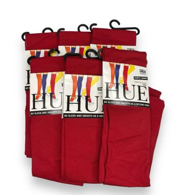 HUE Womens Deep Red Over The Knee Socks One Size Simply Skinny 6 Pairs New