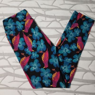 NWOT LuLaRoe OS Women’s Leggings Colorful Birds Flowers Floral Bright Colors