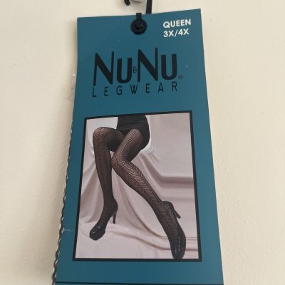 Nunu Legwear Fishnet Lace Tights Black Size Queen 3X/4X New In Package!