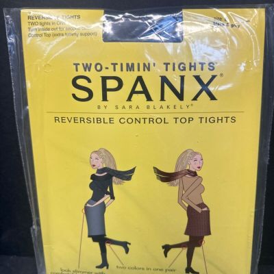 Spanx by Sara Blakely Two Timin Tights Black Brown Reversible Control Size E BB1