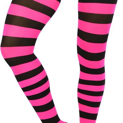 Women’S Vibrant Horizontal Wide Striped Thigh High Stockings