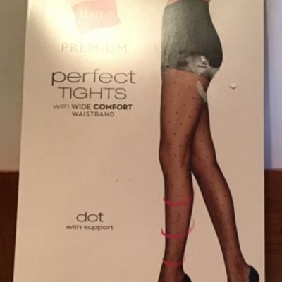 Hanes Premium Womens Compression Perfect Opaque Tights Black w/ dots Black Sz L