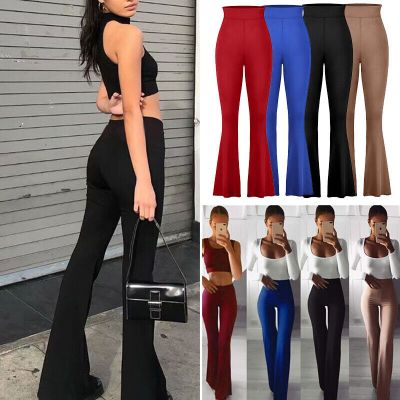 YOGA Pants Flare Leg Long Fitness High Waist Womens Workout Gym Bootcut Bootleg