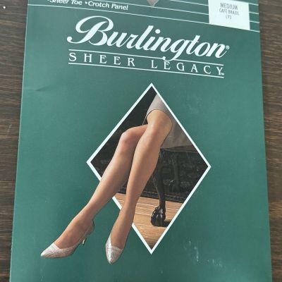 Burlington Sheer Legacy Medium Cafe Brazil Control Panty Sheer Toe Crotch Panel