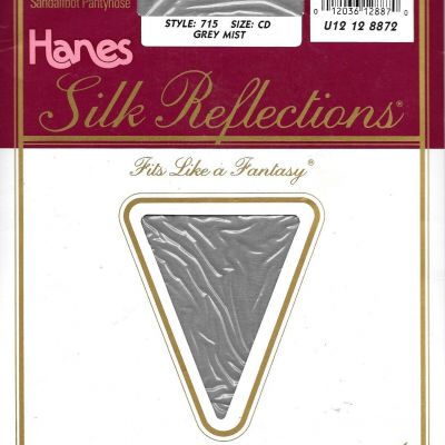 Hanes Style 710 Silk Reflections Pantyhose Sandalfoot Size CD Grey Mist