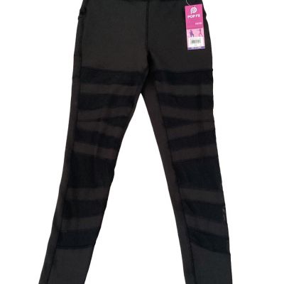 Nwt High Waisted Semi Sheer Strappy Leggings With Pockets Sexy Athletic Sporty L