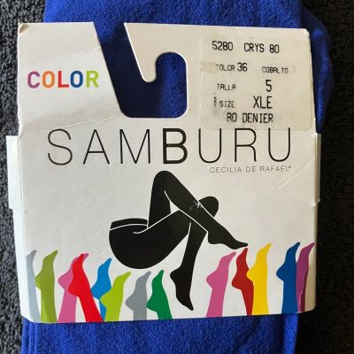 Warm Cecilia d Rafael SAMBURU 80 denier COBALT BLUE Opaque tights Extra Large XL