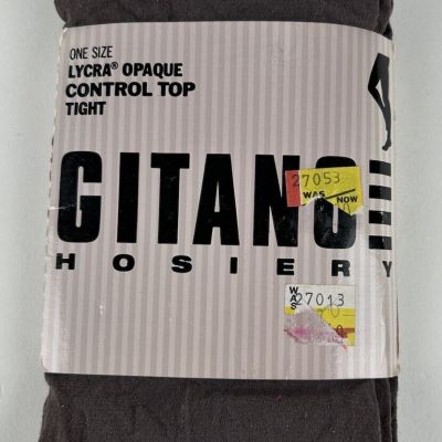 Vintage 90s Gitano Hosiery Opaque Tights Slate Gray One Size Control Top 1992