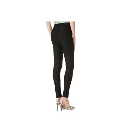 Haute Hippie Black Lace Side Zip Intricate Lace Detail Black Leggings, XSmall