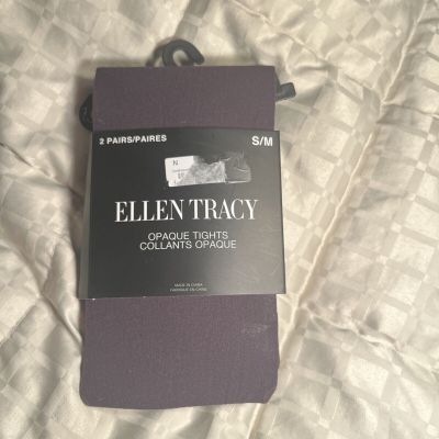 Women Ellen Tracy opaque black Brown  Tights NWT 2 PAIRS Small Medium