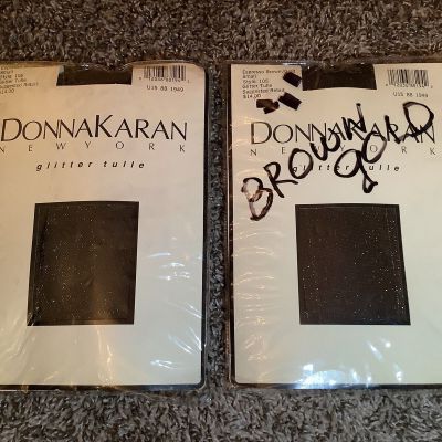 Lot of 2 - Donna Karan net pantyhose, colors black/white, size: Small