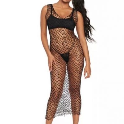 Frederick’s of Hollywood Black Idina Body Stocking Fishnet NEW Plus Size