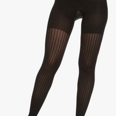 Spanx Star Power Center Stage Patterned Shaping Tights Ribbed Row C Black 1699