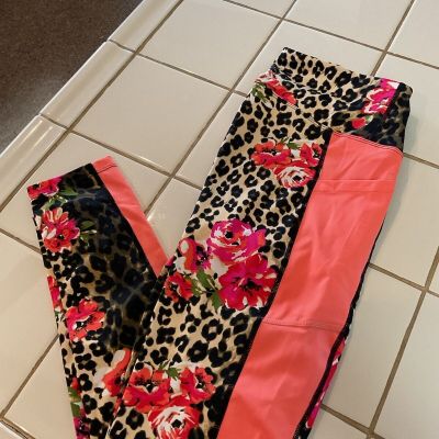 Lularoe Rise Brave Leggings M - Leopard And Floral