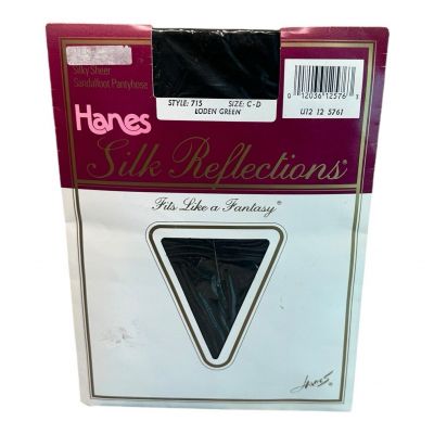 1988 Hanes Silk Reflections Silky Sheer Sandalfoot Pantyhose CD 715 Loden green