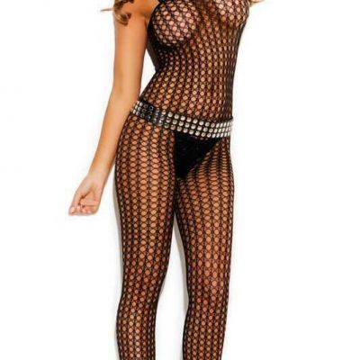 Elegant Moments Lycra Crochet Body Stocking 1614 Black ONE SIZE