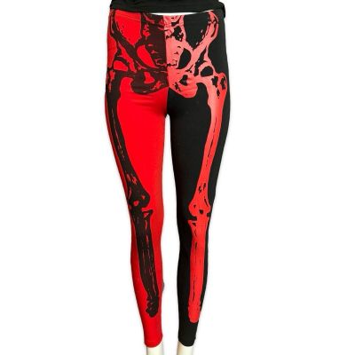 Iron Fist Athletic Black and Red Skeleton Goth Punk Rave Gym Workout Leggings