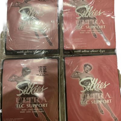 Silkies Ultra TLC Support With Ultra Sheer Legs,L , Beige & Black USA Made