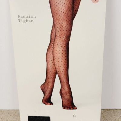 A New Day Women's Size L/XL Sheer Fashion Tights Black Polka Dot Diamond Sealed