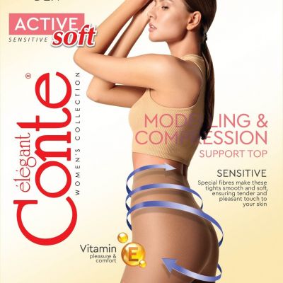 Tights Conte Active Soft 40 den-support/compression: (size 2XL/6), color-natural