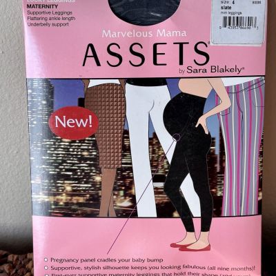 Marvelous Mama Assets Spanx Black Opaque Stripe Footless Maternity Tights Size 4