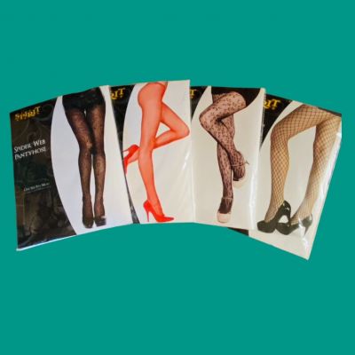 Fishnet Stockings-Pantyhose-Tights-Seamless-One size-Spirit Halloween-Vtg-4 Lot