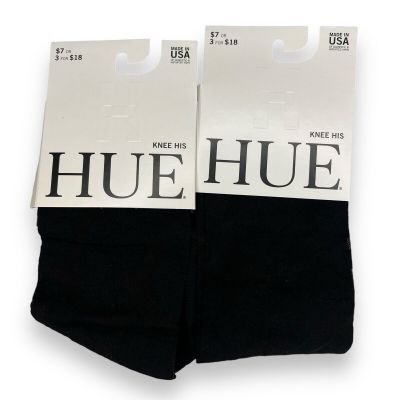 Hue Womens One Size Fits Most Sheer Floral Knee Hi Black 2 Pairs