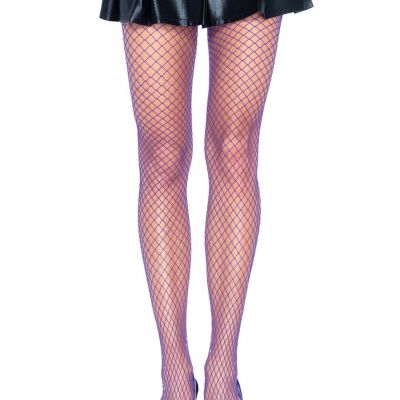 Leg Avenue 9003 Women's Purple Spandex Industrial Fishnet Pantyhose - One Size