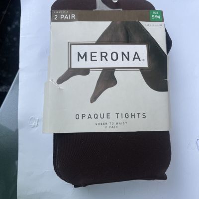 Merona Lot of 2 pairs Opaque Tights Small medium brown womens new in package